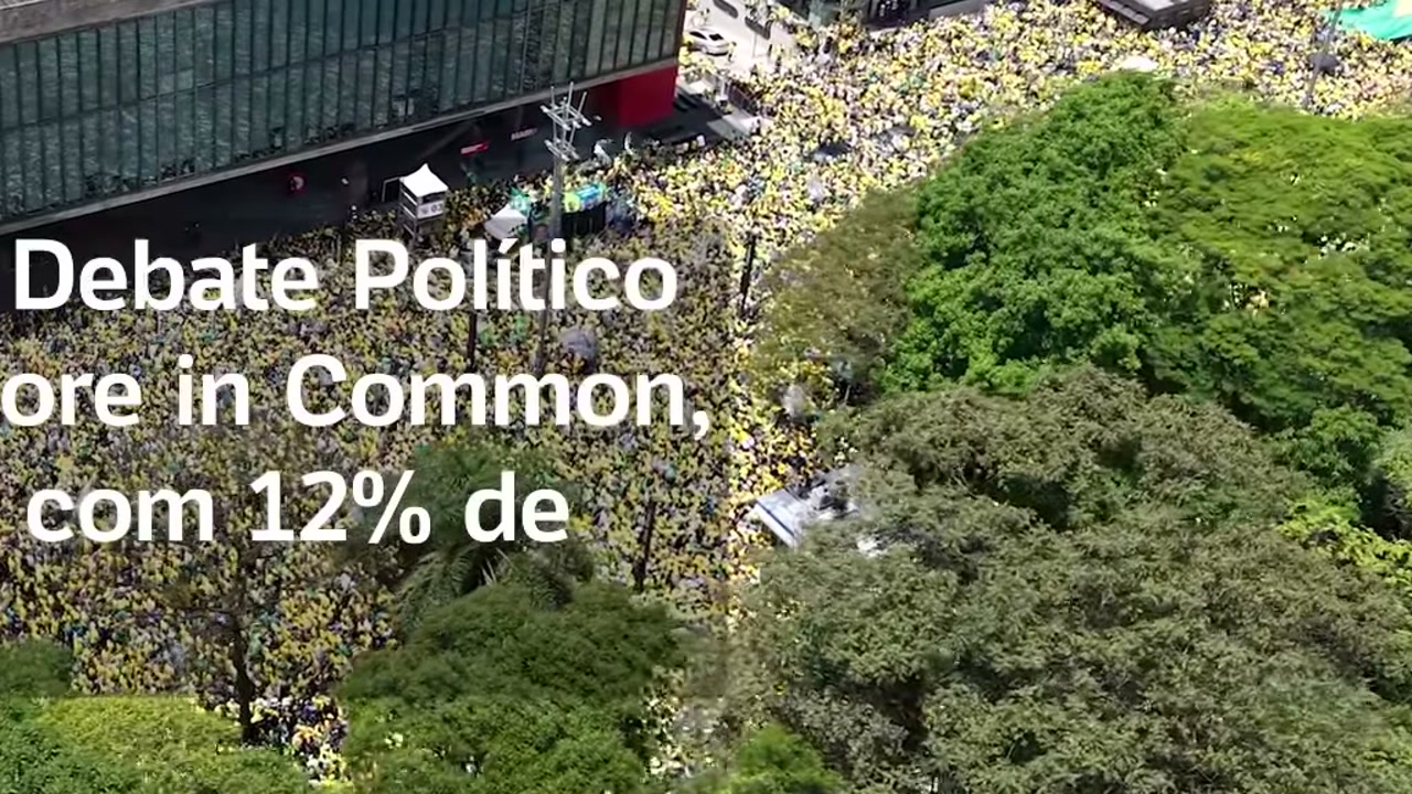 Cena de reportagem: flávio Bolsonaro na Paulista: imagens aéreas de drone mostram tamanho da manifestação, no trecho “O que Flávio Bolsonaro colocou como condição”