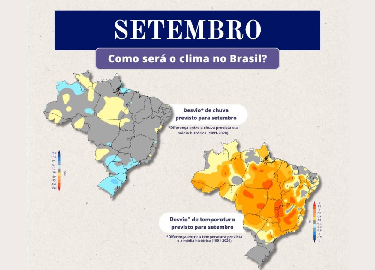 Cena de reportagem: inmet predicts September with above-average heat and regular rainfall - Cultivar, no trecho “Onde a chuva deve ser mais forte”