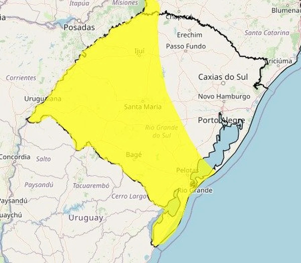Cena de reportagem: inmet emite alerta amarelo para risco de chuva intensa em regiões do RS GZH, no trecho “O que vale saber”