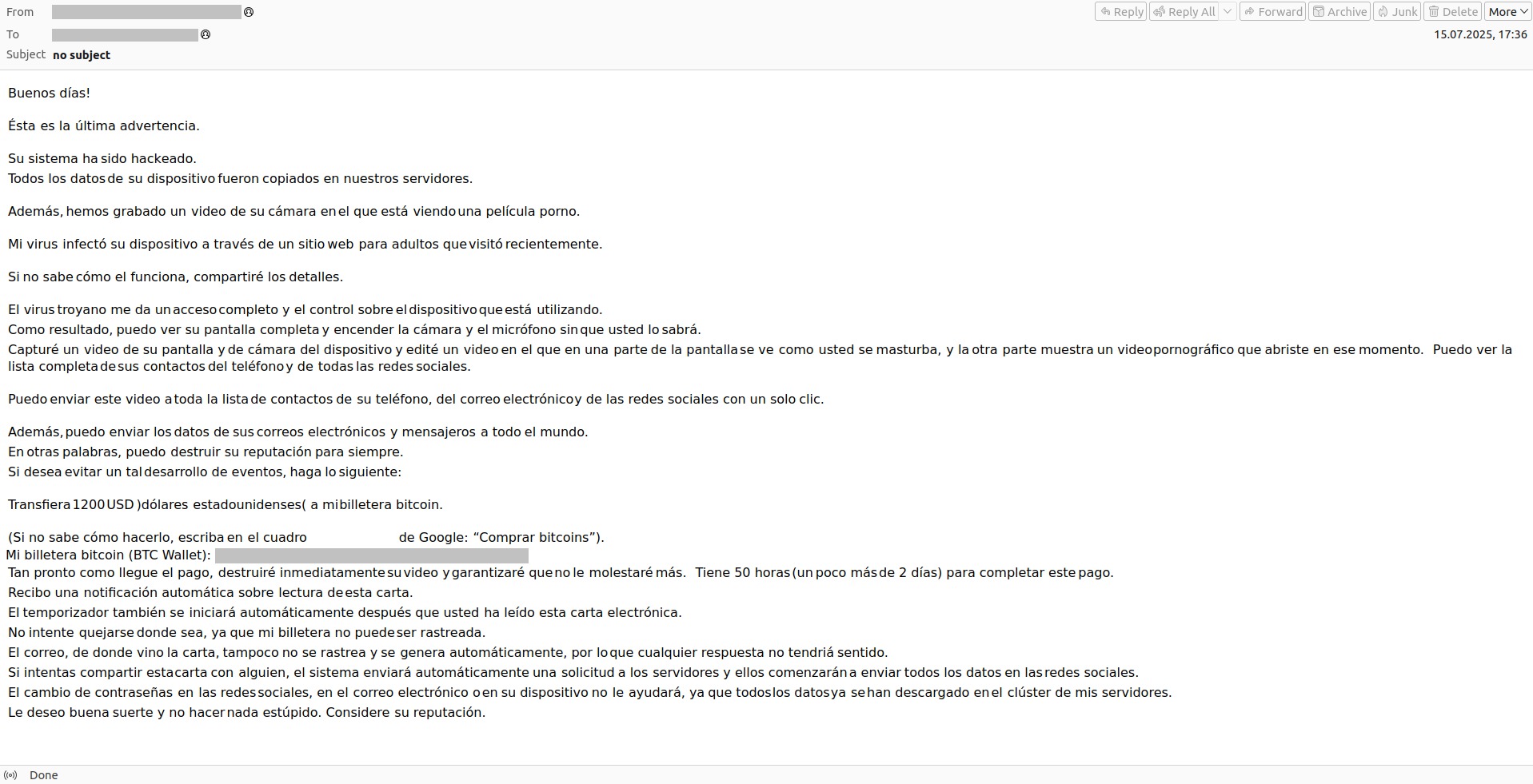 Cena de reportagem: how scammers use email for blackmail and extortion Kaspersky official blog, no trecho “O que muda nas ligações que você recebe”