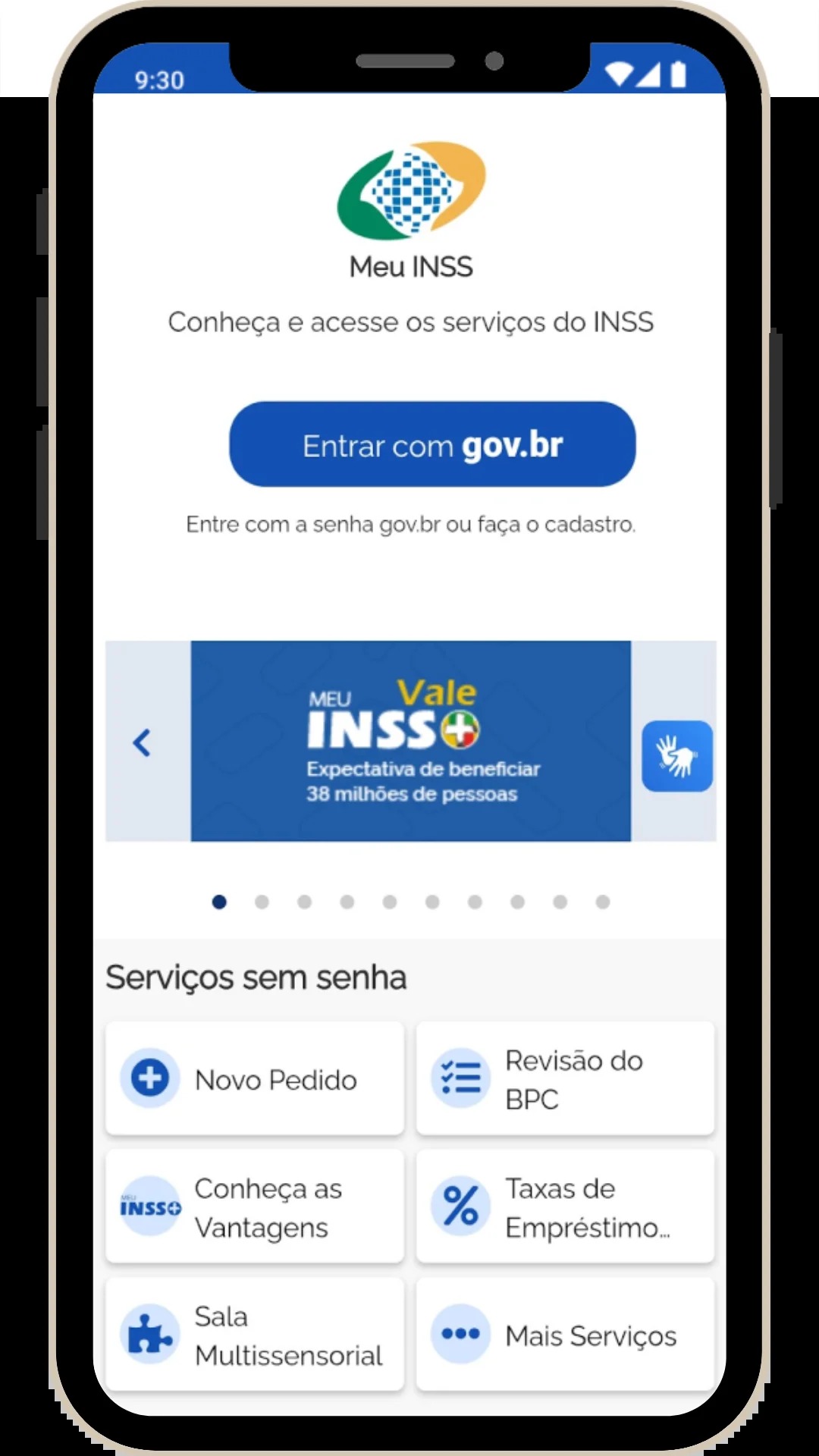 Cena de reportagem: consignado com juros menores? INSS aposta em leilão digital de taxas, no trecho “Outros serviços do aplicativo”
