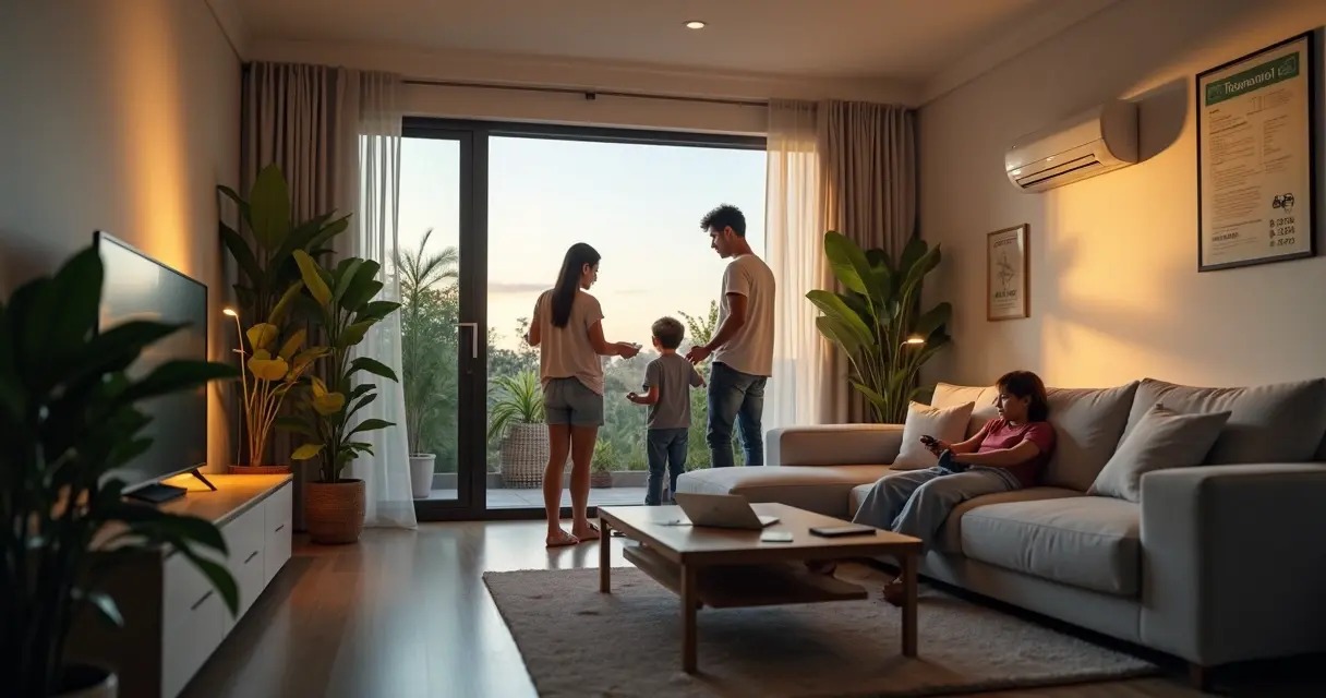 Cena de reportagem: 5 hábitos simples que ajudam a diminuir a conta de luz, no trecho “A gratuidade de 80 kWh é outra regra”