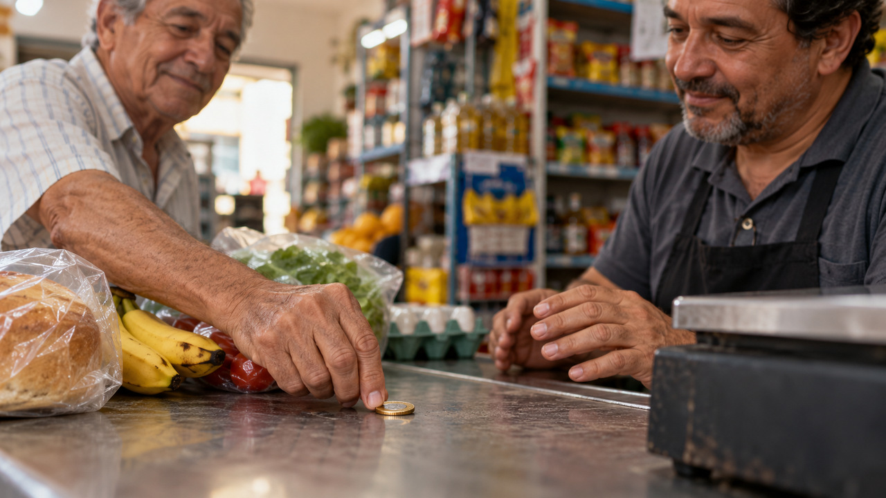 Cena de reportagem: dono de mercadinho percebe que um cliente sempre paga exatamente R$ 1 a  mais, guarda as moedas durante meses e só entende o motivo quando o homem  de, no trecho “Quantos funcionários o MEI pode ter”